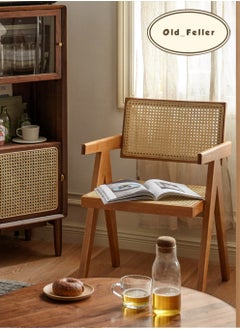 Old_Feller Vintage Chair Chandigarh Chair with Rattan Seat and Back for Dining Room, Living Room, Home Office, Cafe, Reddish Brown Color،  - Image 5