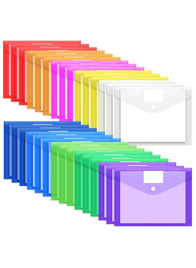 EOOUT 30 Pack 10 Color Plastic Envelopes Poly Envelopes File Folders Clear Document Folders File Envelopes With Label Pocket A4 Size - Image 1