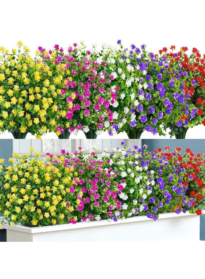 Bassion 20 Bundles Artificial Flowers for Outdoors Decoration UV Resistant Faux Flowers Fake Plastic Plants Shrubs for Indoor Outside Garden Porch Hanging Planter Window Box Home Decor - Image 1