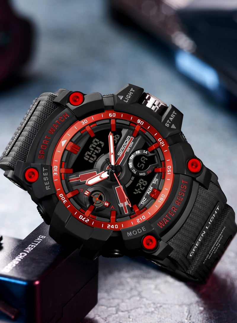 SANDA Top Dual Display Men Watches Waterproof Sports Watch Military Man Alarm Stopwatch Quartz Wristwatch Male Digital Clock - Image 2