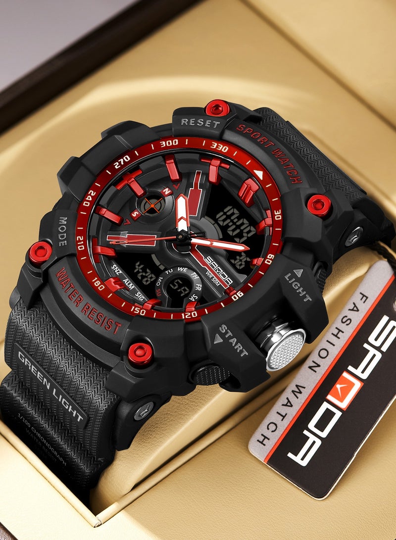SANDA Top Dual Display Men Watches Waterproof Sports Watch Military Man Alarm Stopwatch Quartz Wristwatch Male Digital Clock - Image 1