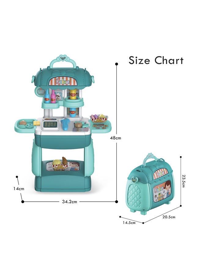 Little Story 35-Piece 3-In-1 Mode Role Play Shopkeeper/Supermarket Toy Set Satchel - Green - Image 2