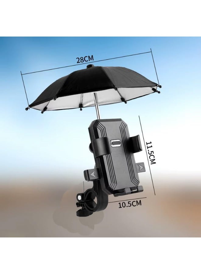 حامل موبايل للدراجة النارية والموتوسيكل مع مظلة شمسية ومقاومة للمطر – حامل جوال آمن للقيادة والملاحة مع حماية من الشمس والأمطار وتصميم مبتكر قابل للتعديل – لون أسود - Image 5
