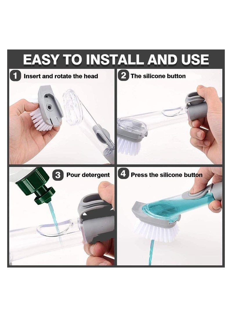 SYOSI Dish Scrub Brush, Soap Dish Wand Refills Sponge, Replaceable Refills Sponge Brush Heads,Reusable for Sink Pot Kitchen Cleaning Including1 Dish Brush with Handle and 2 Replacement Sponge Head - Image 3