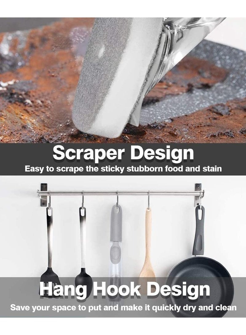 SYOSI Dish Scrub Brush, Soap Dish Wand Refills Sponge, Replaceable Refills Sponge Brush Heads,Reusable for Sink Pot Kitchen Cleaning Including1 Dish Brush with Handle and 2 Replacement Sponge Head - Image 2