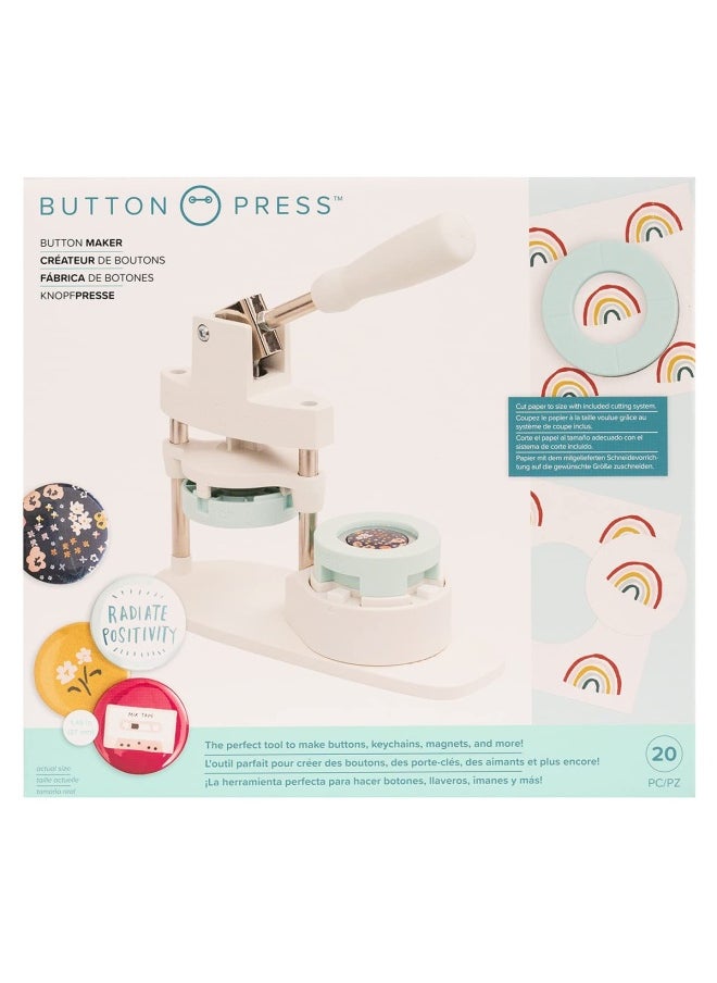 We R Memory Keepers Button Press Kit Includes Button Press Cutting Inserts Medium Circle Die Medium Press Insert 5 Buttons Make Pins Buttons Badges And Keychains  - Image 3