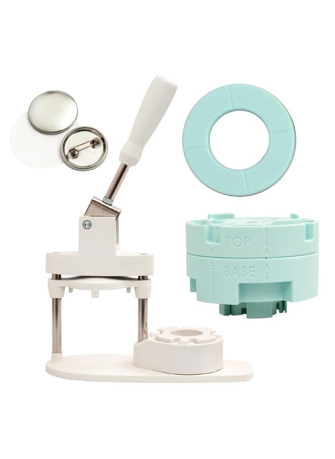 We R Memory Keepers Button Press Kit Includes Button Press Cutting Inserts Medium Circle Die Medium Press Insert 5 Buttons Make Pins Buttons Badges And Keychains  - Image 1