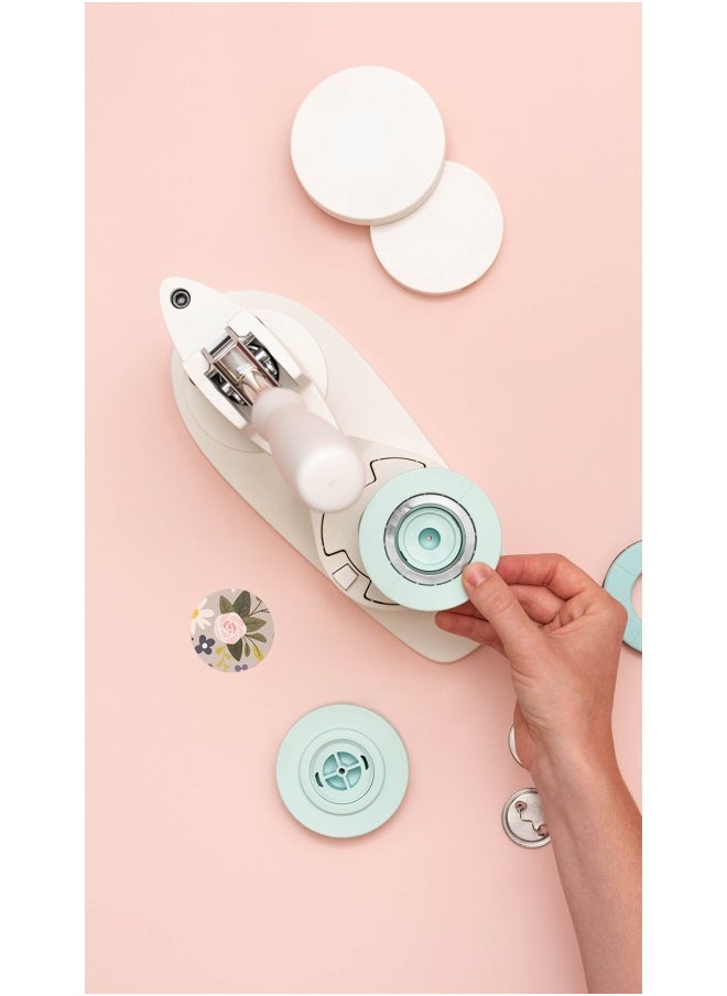 We R Memory Keepers Button Press Kit Includes Button Press Cutting Inserts Medium Circle Die Medium Press Insert 5 Buttons Make Pins Buttons Badges And Keychains  - Image 4