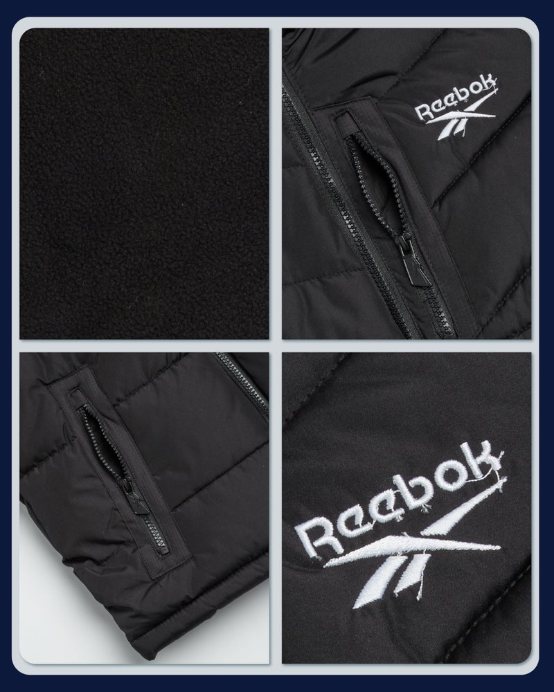 Reebok Boys Puffer Jacket - Heavyweight Quilted Water & Wind Resistant Boys Winter Coat - Fleece Insulated Kids Winter Jacket, Size 10-12, Black - Image 4