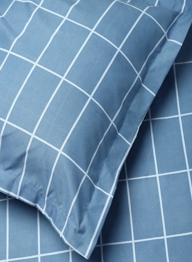 Belvostum Microfiber Checkered Double Bedsheet with 2 Pillows Covers 90x100 Inches (Blue) - Image 3