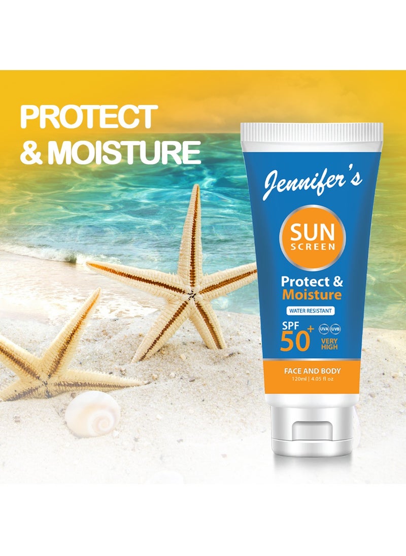 Jennifer's Jennifer's Face & Body Sunscreen Lotion SPF 50 | 120ml-Pack Of 2 Ultimate Sun Protection for Healthy, Radiant Skin| Water Resistant  - Image 2