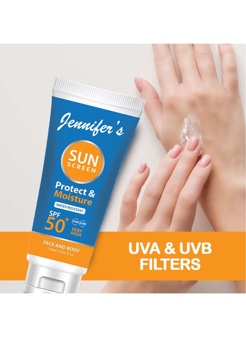 Jennifer's Jennifer's Face & Body Sunscreen Lotion SPF 50 | 120ml-Pack Of 2 Ultimate Sun Protection for Healthy, Radiant Skin| Water Resistant  - Image 5