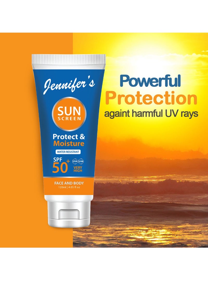 Jennifer's Jennifer's Face & Body Sunscreen Lotion SPF 50 | 120ml-Pack Of 2 Ultimate Sun Protection for Healthy, Radiant Skin| Water Resistant  - Image 3