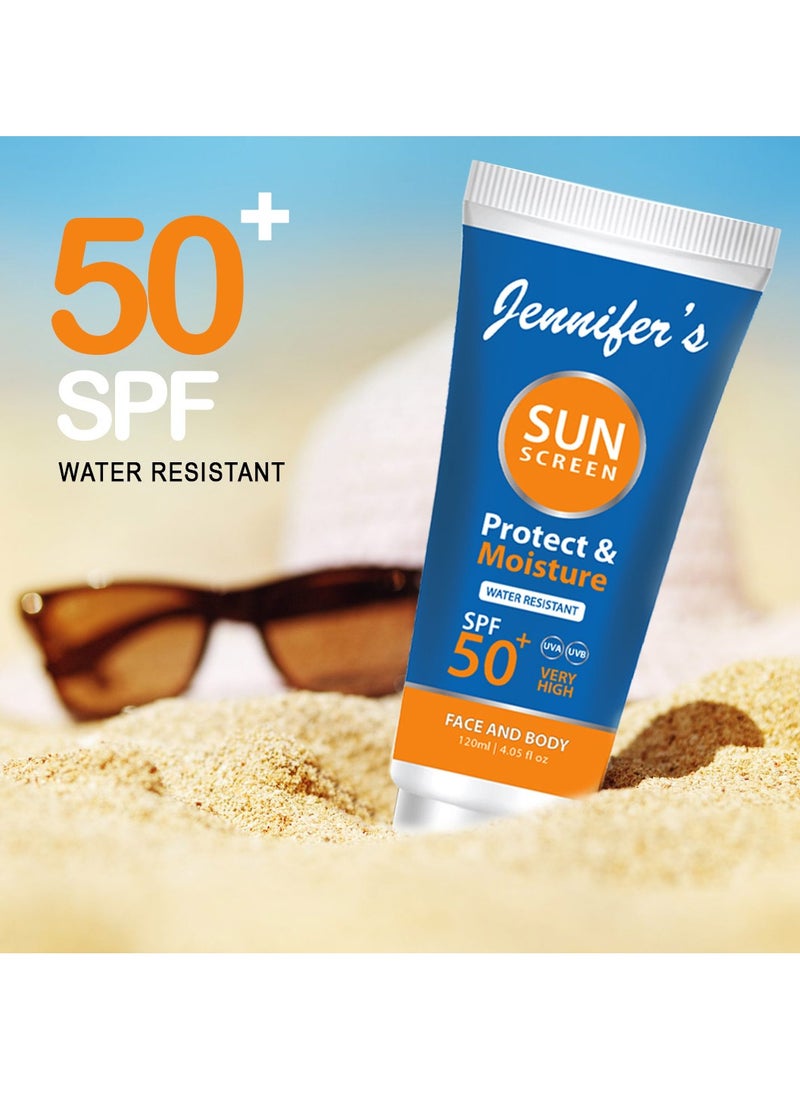 Jennifer's Jennifer's Face & Body Sunscreen Lotion SPF 50 | 120ml-Pack Of 2 Ultimate Sun Protection for Healthy, Radiant Skin| Water Resistant  - Image 4