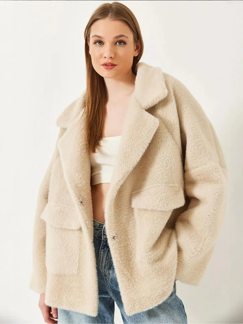 Bianco Lucci LUCCI Oversized Faux Fur Coat