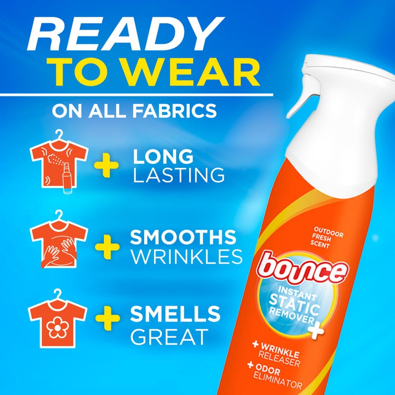 Bounce Anti Static Spray, 3 in 1 Instant Anti Static Spray & Instant Wrinkle Release, Odor Eliminator and Fabric Refresher Spray (9.7 Fl Oz, Pack of 1) - Image 3