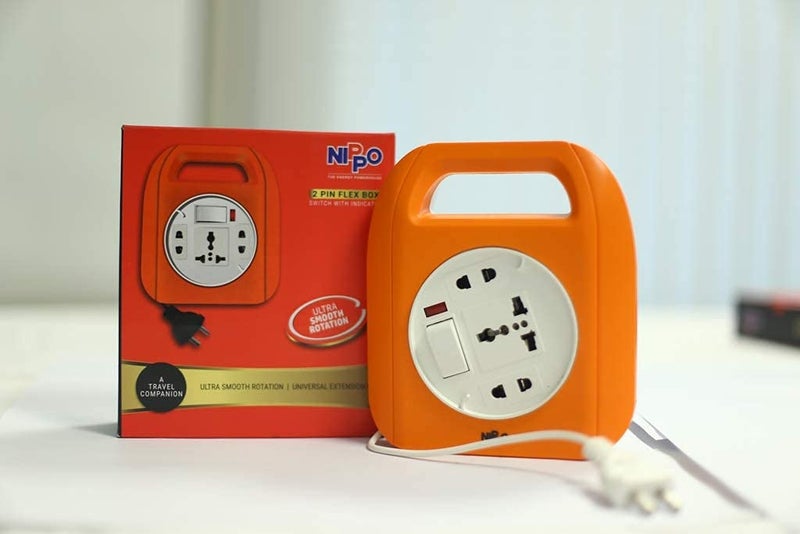 NIPPO Flex Box, 8 Meter Cord with LED Power Indicator and Handle, Sturdy ABS Body - Image 2