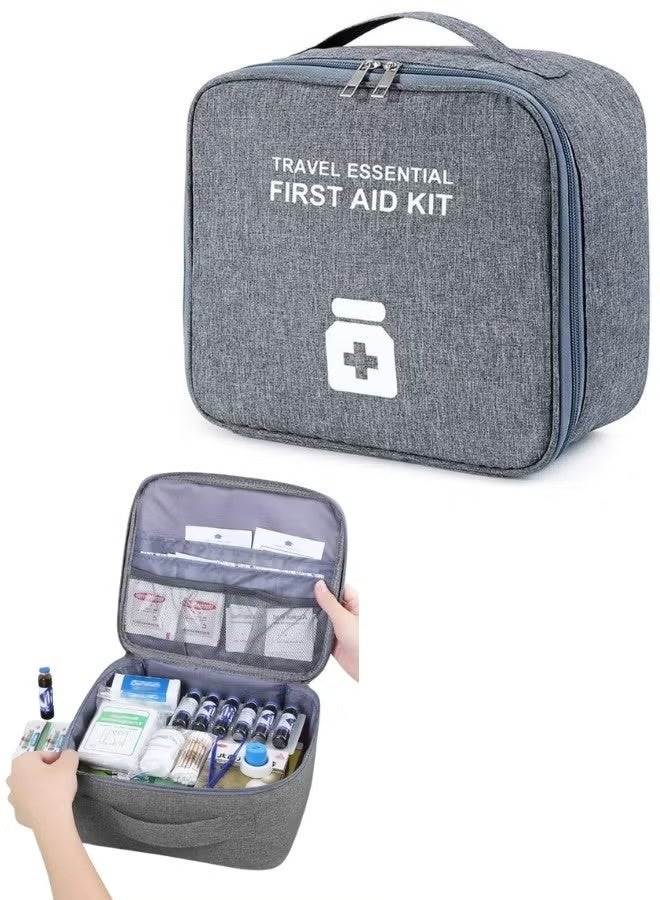 Portable, waterproof, dustproof first aid kit designed for travel to protect your family anywhere. Features an organized interior. Grey - 155 - Image 1