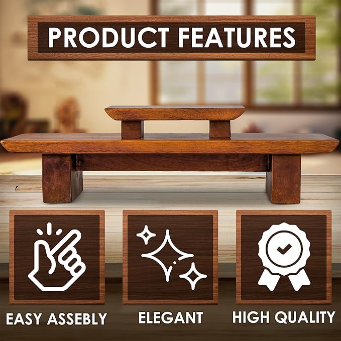 Craftsline طاولة مذبح التأمل كرافتلاين 21 × 75 × 6 بوصة طاولة بوجا يدوية الصنع صغيرة للمذبح للاسترخاء والصلاة ومذبح بوذا وطاولة التأمل مصنوعة من خشب المانجو الصلب والغني - Image 4