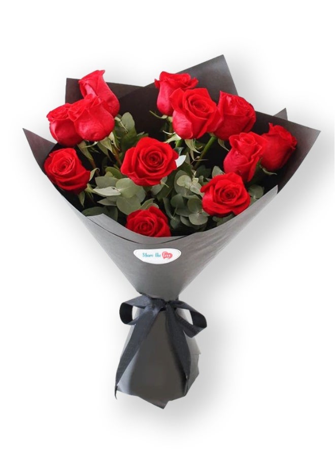 Share the Love 12 Red Roses - Fresh Flower 