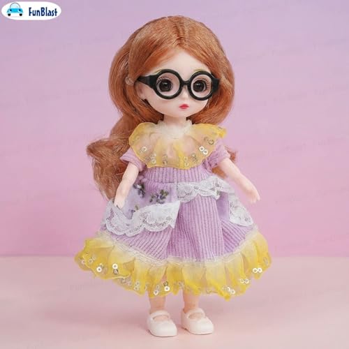 FunBlast Korean Fashion Doll for Girls – Stylish Toy Doll with Long Hair & Glasses, Beautiful Dress, Pretend Play Doll for Kids, Birthday Gift for Girls (A) - Image 5