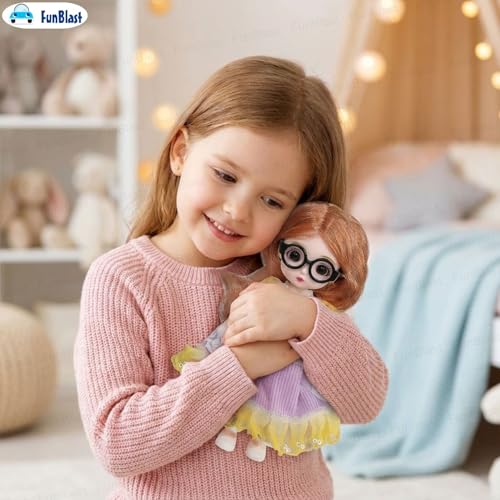 FunBlast Korean Fashion Doll for Girls – Stylish Toy Doll with Long Hair & Glasses, Beautiful Dress, Pretend Play Doll for Kids, Birthday Gift for Girls (A) - Image 2