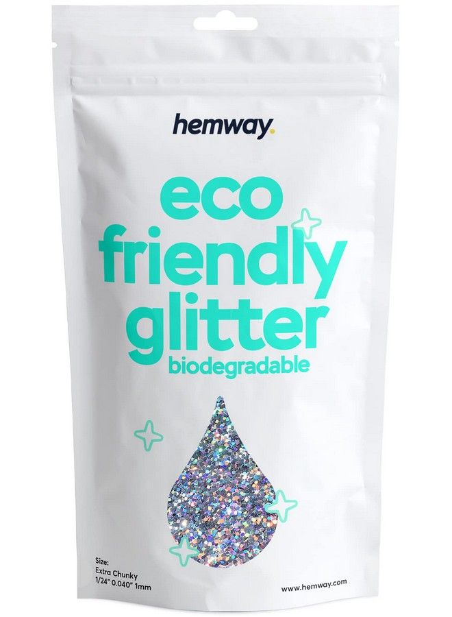 Hemway Eco Friendly Biodegradable Glitter 100g / 35oz Bio Cosmetic Safe Sparkle Vegan for Face Eyeshadow Body Hair Nail and Festival Makeup Craft 1/24" 004" 1mm Silver Holographic - Image 2