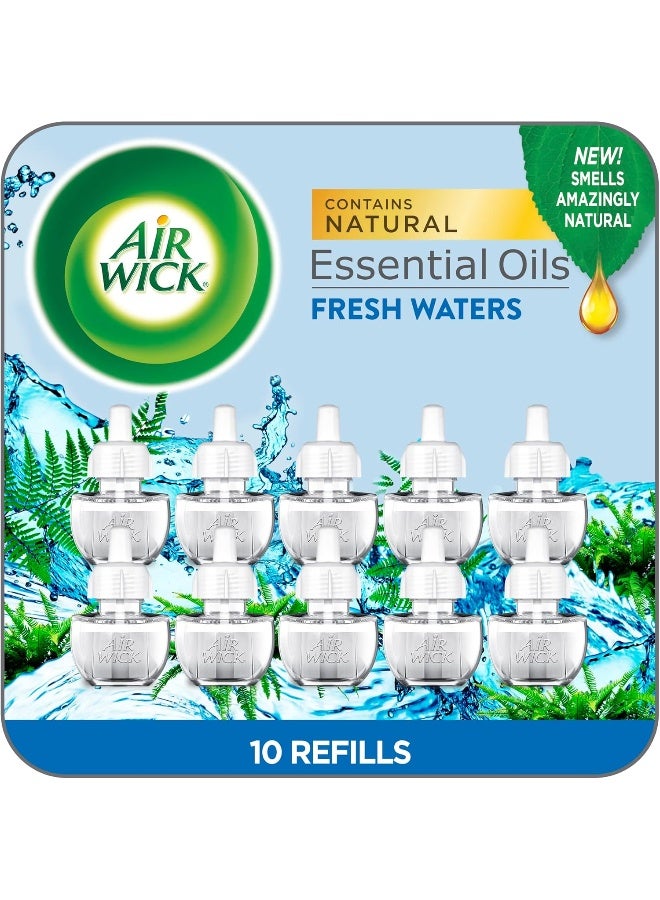 Air Wick Air Wick Plug in Scented Oil Refill, 10 Ct, Fresh Waters, Eco Friendly, Essential Oils, Air Freshener - Image 1