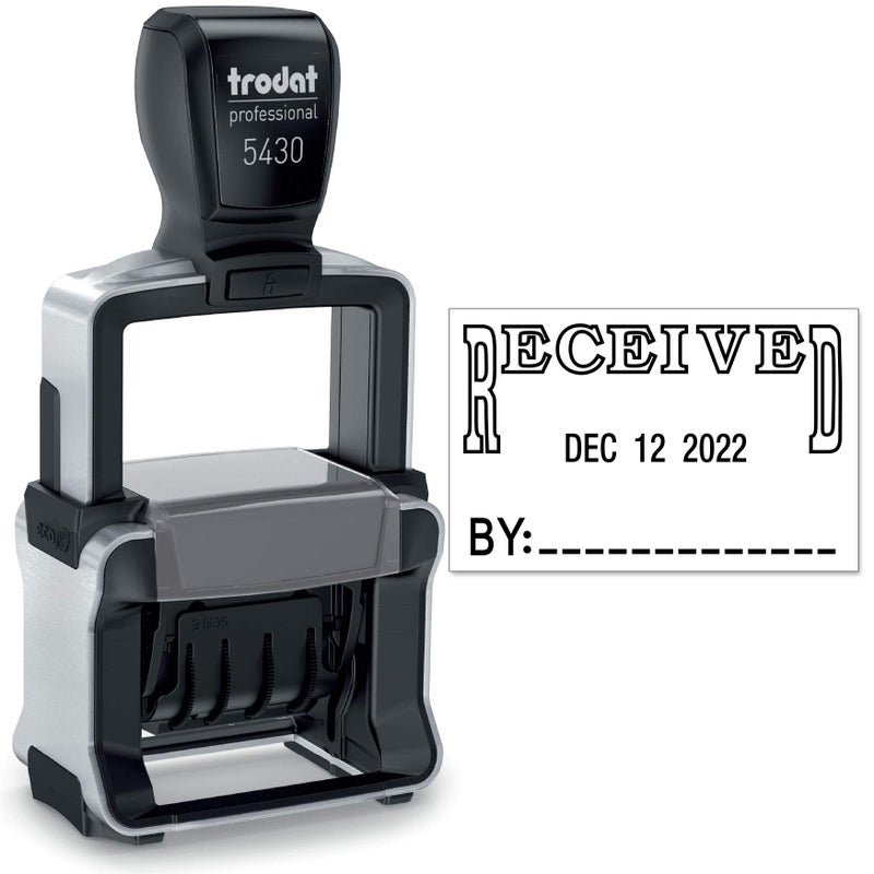 Trodat 5430 Professional SelfInking Date Stamp with Received  Black Ink