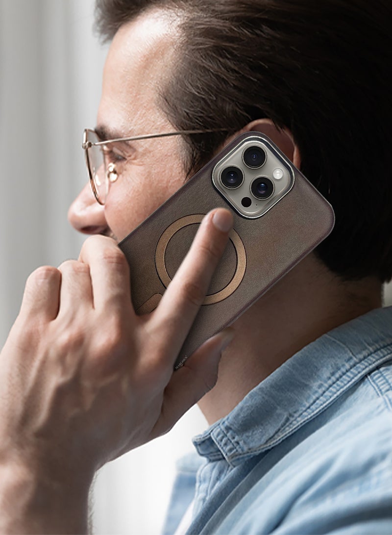 CATANES 3 Pack of PU Leather Case for Apple iPhone 15 Pro Max Compatible with Magsafe, Shockproof Drop Proof Protective Slim Case Brown - Image 4