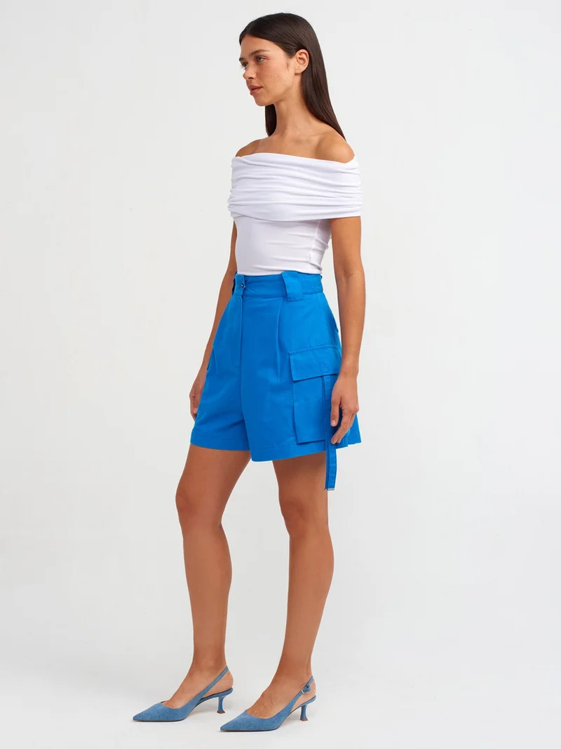 Dilvin 30851 Low Shoulder Blouse-White