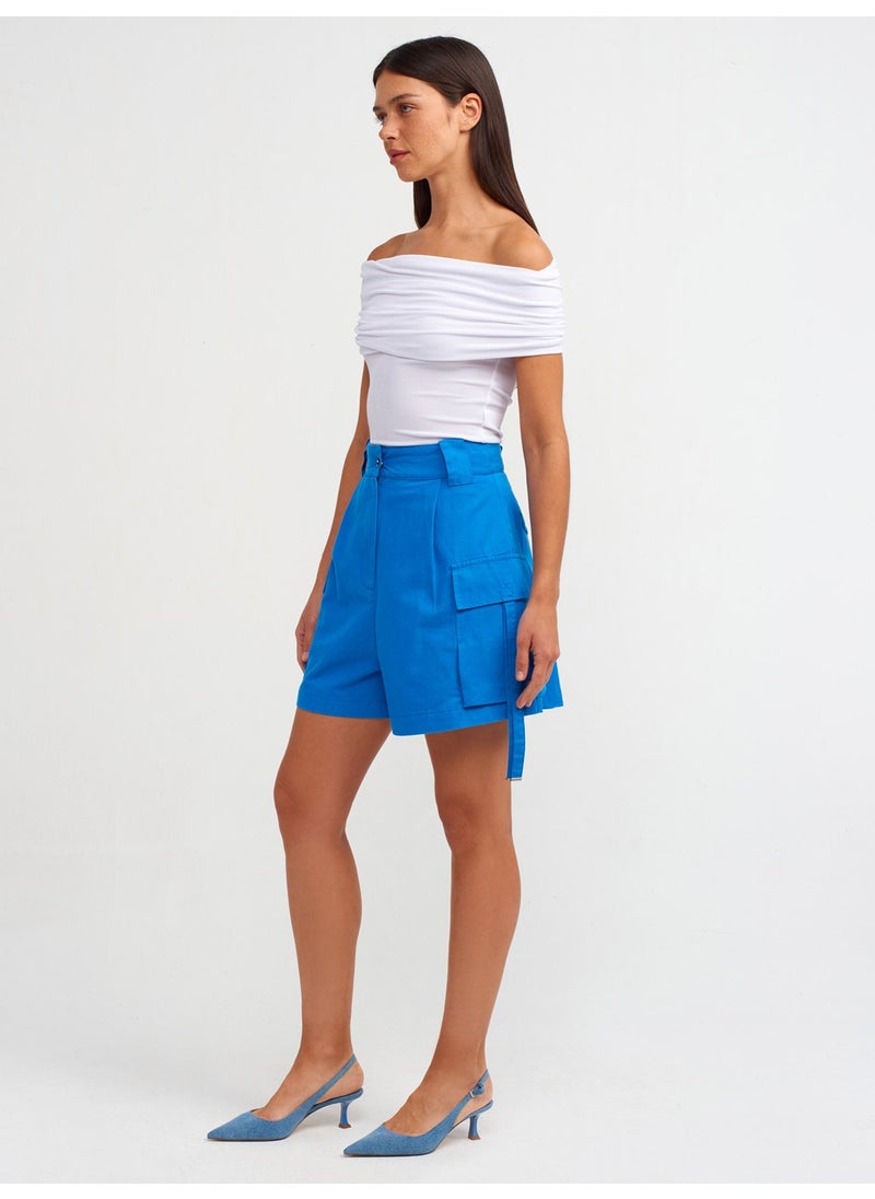 Dilvin 30851 Low Shoulder Blouse-White  - Image 4