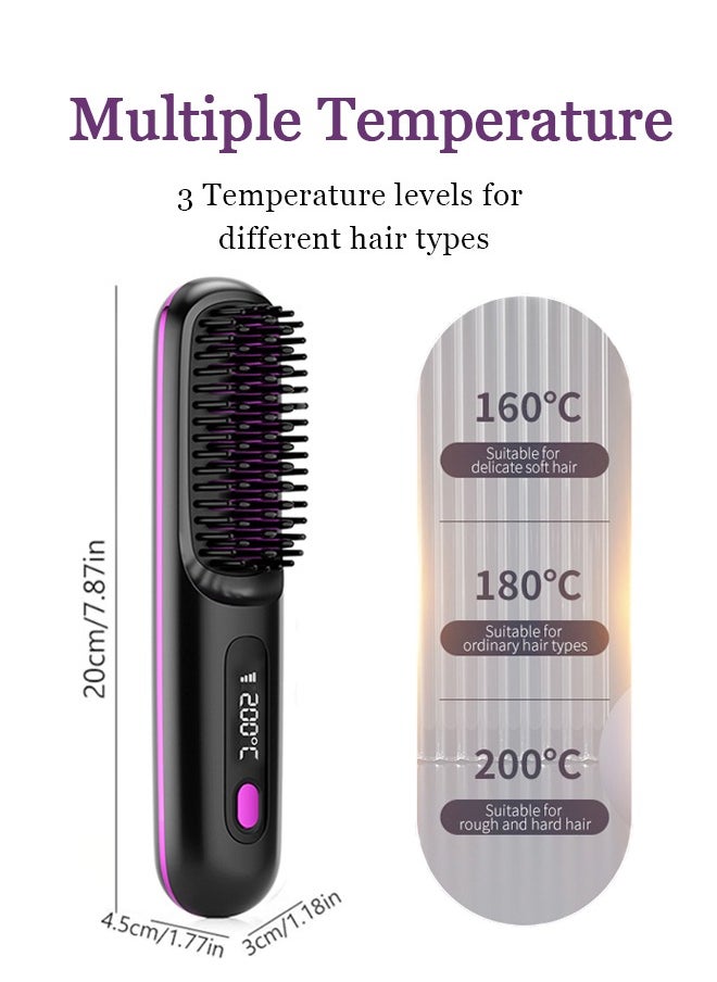 ONE AG ANT Hair Straightener Brush, Portable Mini Ceramic Ionic Straightening Comb and curler 2 in 1, Thermal Brush 20s Fast Heating & 3 Temp Settings & Anti-Scald  - Image 4