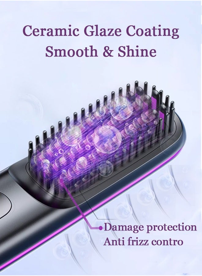 ONE AG ANT Hair Straightener Brush, Portable Mini Ceramic Ionic Straightening Comb and curler 2 in 1, Thermal Brush 20s Fast Heating & 3 Temp Settings & Anti-Scald  - Image 2