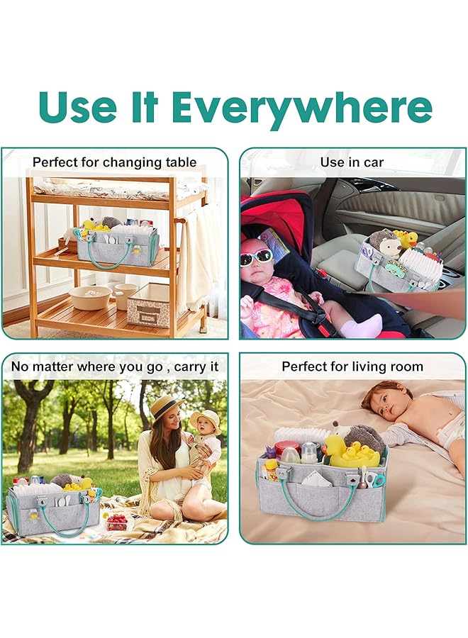erorex Baby Diaper Caddy Organizer For Boy Or Girl Large Nursery Storage Bin Basket Portable Holder Tote  - Image 5