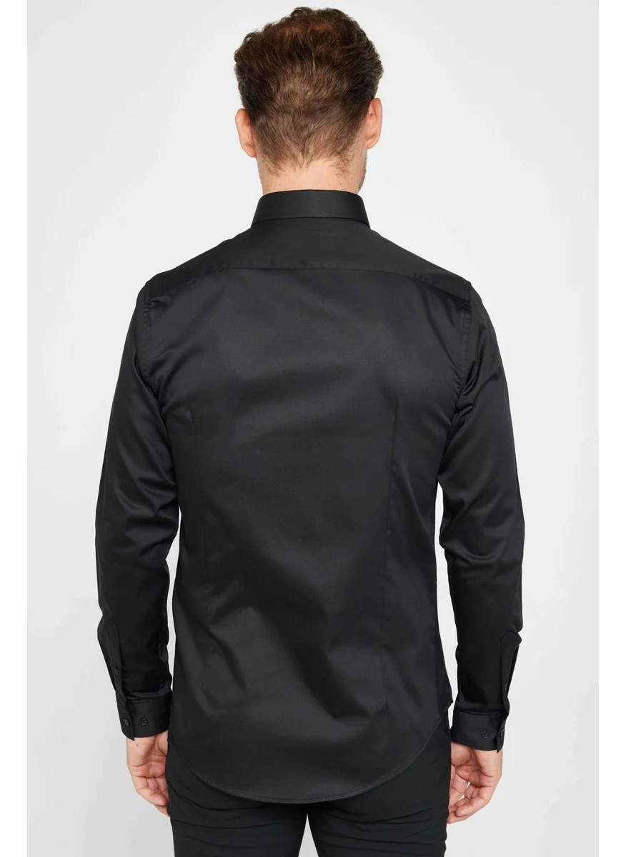 تودورس Slim Fit Cotton Satin Premium Men's Shirt