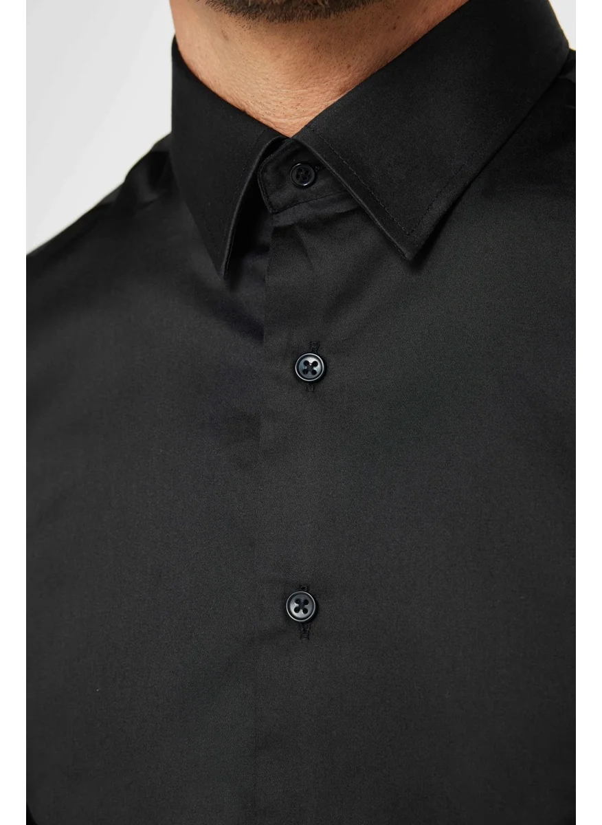 تودورس Slim Fit Cotton Satin Premium Men's Shirt