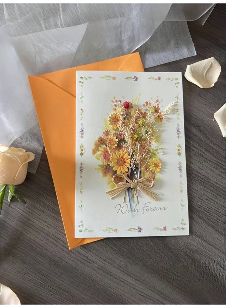 Generic 4pcs Real Dried Flower Blank Greeting Cards Paper with Envelopes Retro Gift for Teacher's Day Valentine's Day Thanksgiving Christmas Graduation Teachers Day  - Image 5