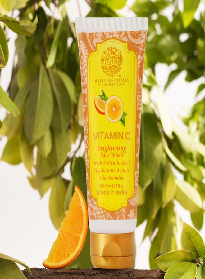 RYLLZ ESSENTIALS Vitamin C Face Wash | Skin Brightening with Stable & Effective Vitamin C, Salicylic Acid, Hyaluronic Acid & Niacinamide | For Glowing Skin, Dark Spots, Oil Control, Open Pores, Uneven & Dull Skin | 100 ml - Image 3