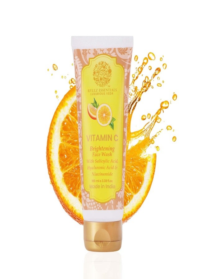 RYLLZ ESSENTIALS Vitamin C Face Wash | Skin Brightening with Stable & Effective Vitamin C, Salicylic Acid, Hyaluronic Acid & Niacinamide | For Glowing Skin, Dark Spots, Oil Control, Open Pores, Uneven & Dull Skin | 100 ml - Image 1