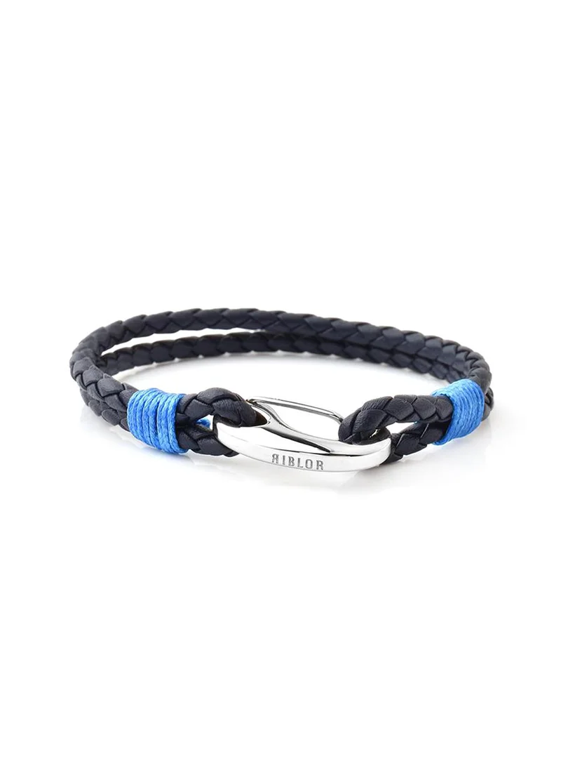 ريبلور Margo Leather Bracelet For Men Navy Blue And Silver