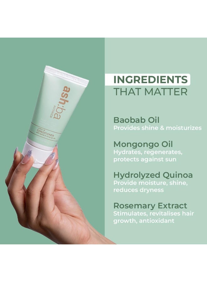 Ashba Botanics Leave-in Conditioner for Frizzy, Wavy & Curly Hair | Hair Cream For Men & Women | Moisturizes, Protects, Nourishes & Adds Shine to Dry & Damaged Hair | Silicone Free (50, millilitre) - Image 4