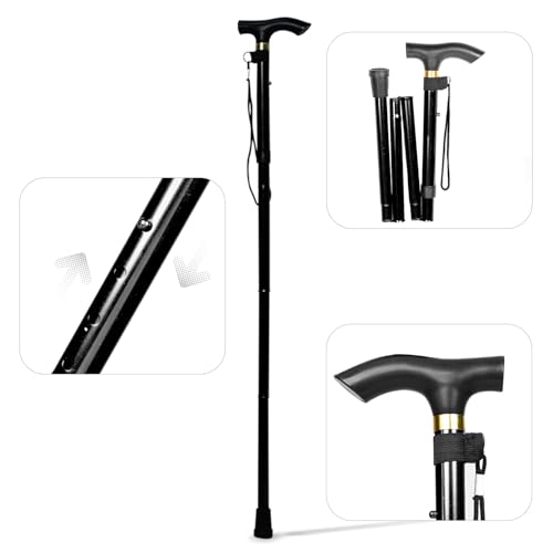 AGEasy (Max Group) Foldable Walking Stick|Enhanced Stability for Mobility Challenges | Adjustable, Anti-Slip, Ergonomic Grip | Supports Good Posture, Durable Material, Versatile Aid (Black) - Image 1