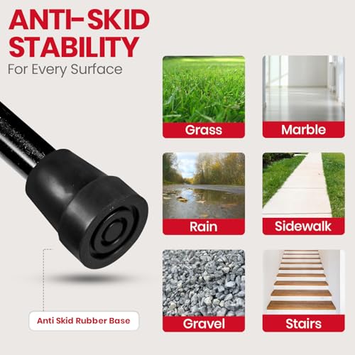 AGEasy (Max Group) Foldable Walking Stick|Enhanced Stability for Mobility Challenges | Adjustable, Anti-Slip, Ergonomic Grip | Supports Good Posture, Durable Material, Versatile Aid (Black) - Image 5