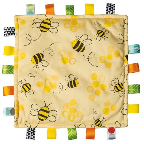 Mary Meyer Taggies Lovey for Baby Security Blankets Original Comfy Blanket with Sensory Tags, 12 x 12-Inches, Bumble Bees - Image 1