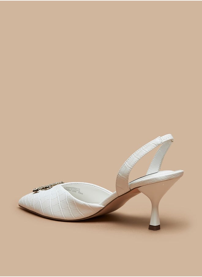 ELLE - Women's Logo Detail Slingback Pumps with Stiletto Heels - Image 1