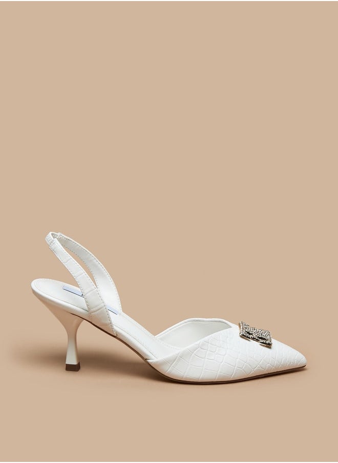 ELLE - Women's Logo Detail Slingback Pumps with Stiletto Heels - Image 1