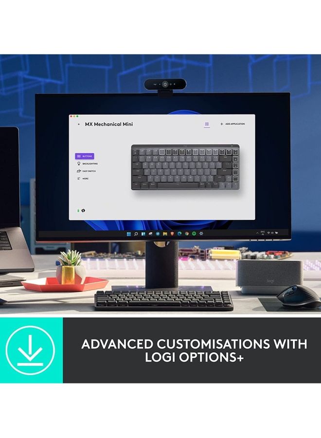 Logitech Mx Mechanical Mini Wireless Illuminated Keyboard Backlit Bluetooth Usb-C Macos Windows Linux Ios Android Metal Clicky Switches Graphite - Image 5