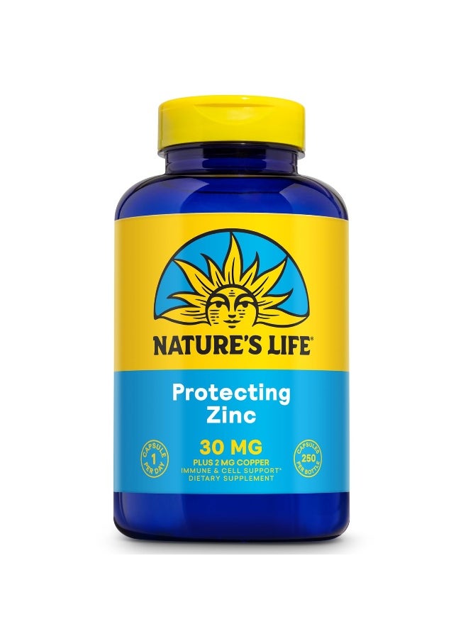 Nature's Life Zinc Picolinate 30mg Plus 2mg of Copper - Chelated Zinc Supplement for Immune, Cardiovascular, Skin, Cellular Function, and Muscle Support - 60-Day Guarantee - 250 Servings, 250 Capsules  - Image 1