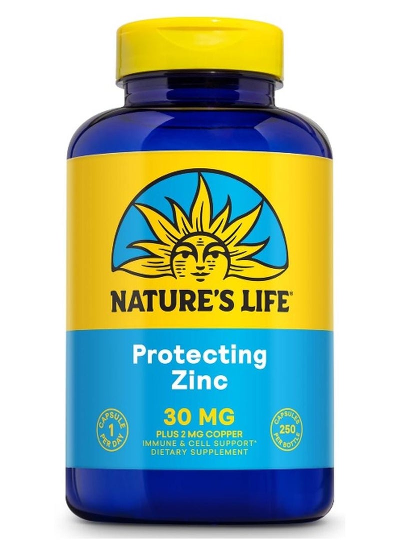 Nature's Life Zinc Picolinate 30mg Plus 2mg of Copper - Chelated Zinc Supplement for Immune, Cardiovascular, Skin, Cellular Function, and Muscle Support - 60-Day Guarantee - 250 Servings, 250 Capsules - Image 1